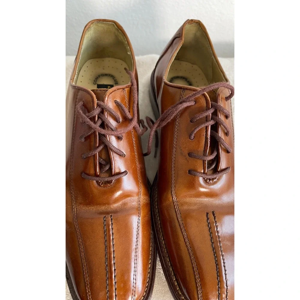 Stacy Adams Mens Cognac Brown Leather Bicycle Toe Oxford Dress Shoes 23090 8M